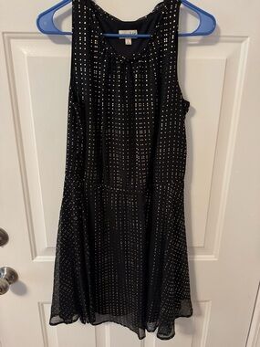 Maison Jules Black Sleeveless Dress with Gold Dots